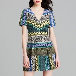 Plenty by Tracy Reese Vintage Abstract Print Cotton Mini Dress size 0